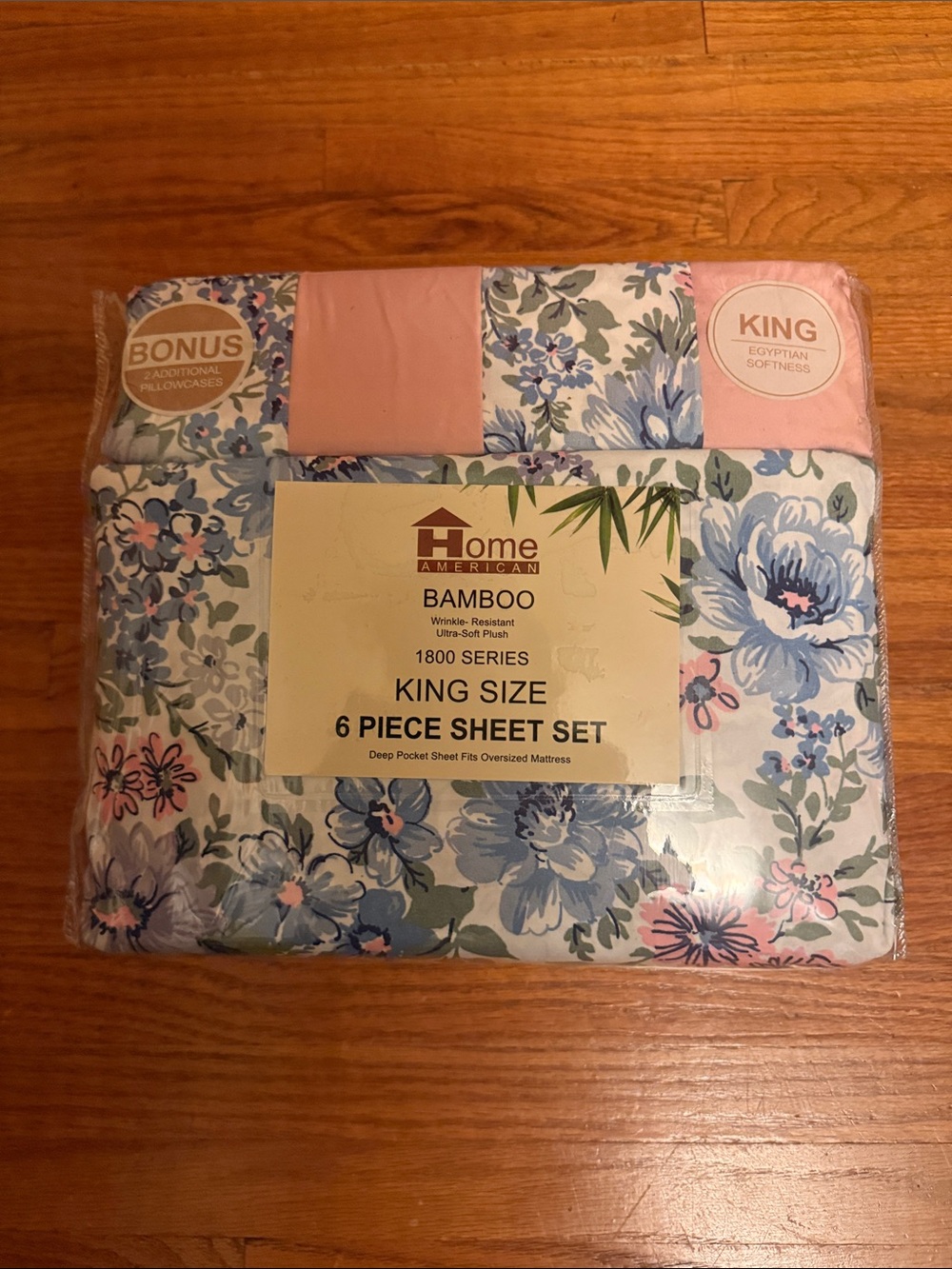 Expressions Floral King Sheet Set in Blue & Pink